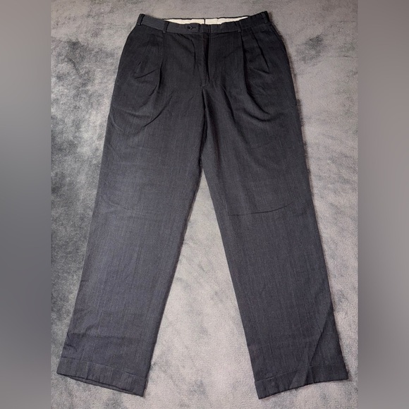 Nordstrom Size 36R/33L Grey 100% Wool Made in USA Business Wedding Dress Pants - Picture 1 of 12